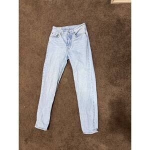 LEVIS BLUE JEAN WOMEN 501 '81 W30 L31 (33X31) PREMIUM COTTON DENIM STRIPED BIG E